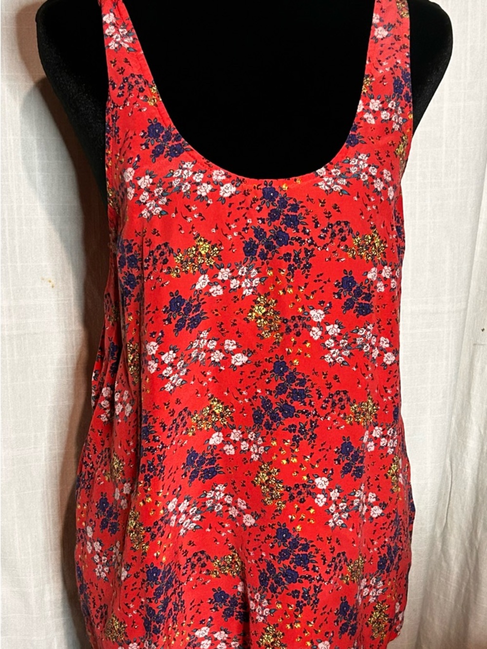 Juicy Couture Pink Floral Scoop Tank with Navy and White Floral Accents